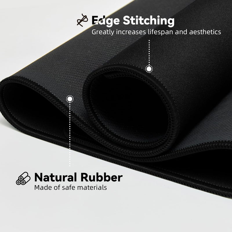 Reniteco Large Gaming Mouse Pad with Durable Stitched Edges, Non-Slip Rubber Base, Big Computer Keyboard Mouse Mat Desk Pad for Home Office Gaming Work, 31.5''x11.8''x0.12'', Black - Image 4